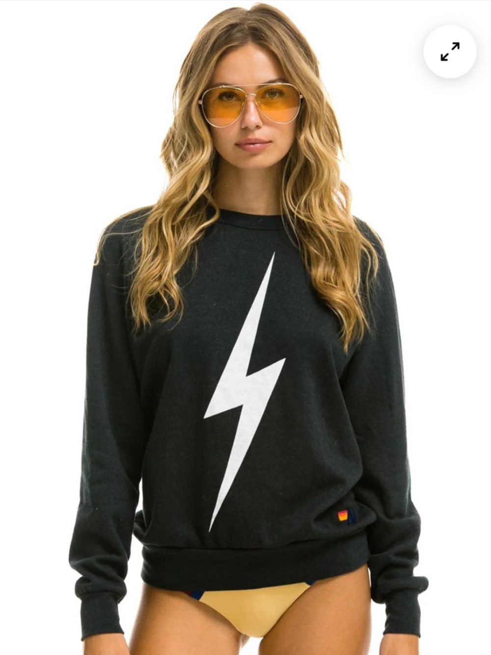 Aviator Nation BOLT CREW SWEATSHIRT - CHARCOAL unisex XS